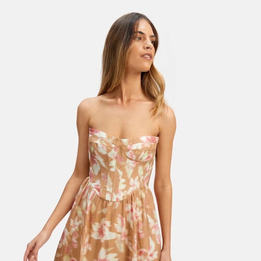 Bardot Lola Corset Midi Dress in Pink Haze - Size XL or US10